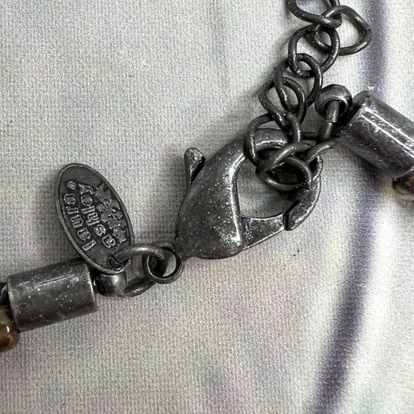 Laura Ashley Necklace Yellow Gold Faceted Stone Layered Chain Silver Tone - Picture 5 of 8